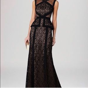 BCBGMaxazria Viviana Peplum evening gown in black